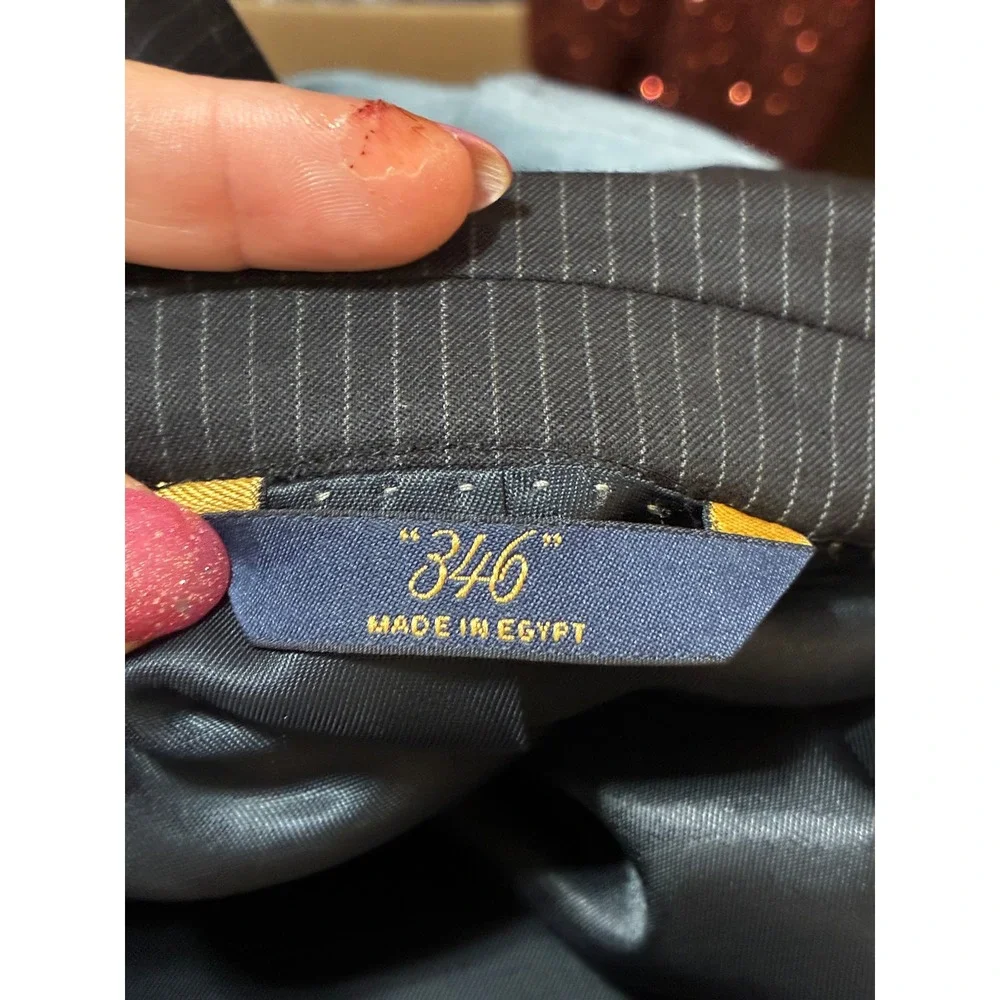 Brooks Brothers 346 Mens 41S Pinstripe Stretch Wool Blazer Suit Jacket Black